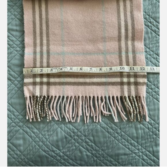 Vintage Authentic Burberry Pink Nova Check Plaid Cashmere Fringe Scarf Wool - Picture 5 of 5